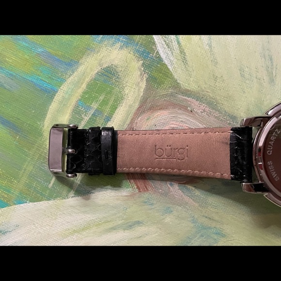 🖤Vintage Burgi Genuine Snake Skin and Diamonds Ladies Watch - Picture 11 of 12